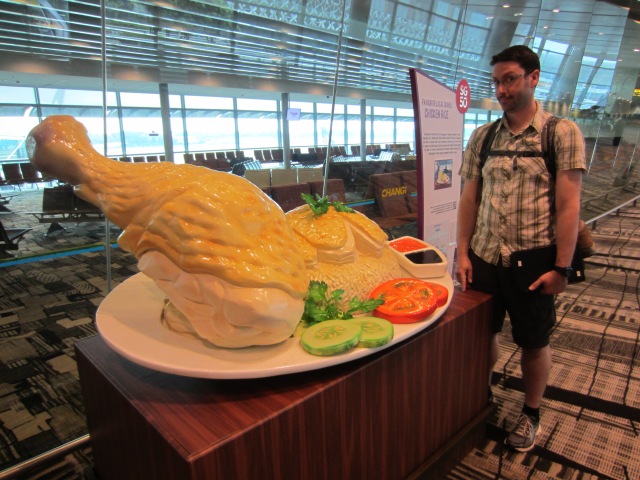 Sean beside Singapore Chicken and Rice, July 11, 2015